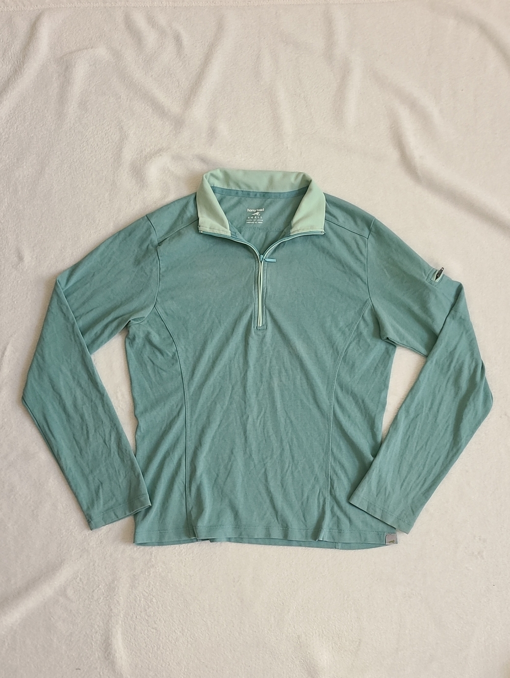 Horny Toad Teal Blue Quarter Zip Long Sleeve Shirt Top Small Women's Running